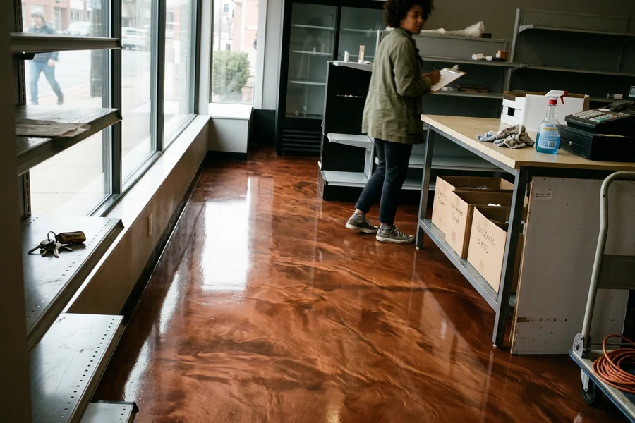 After: Metallic Floors transformation